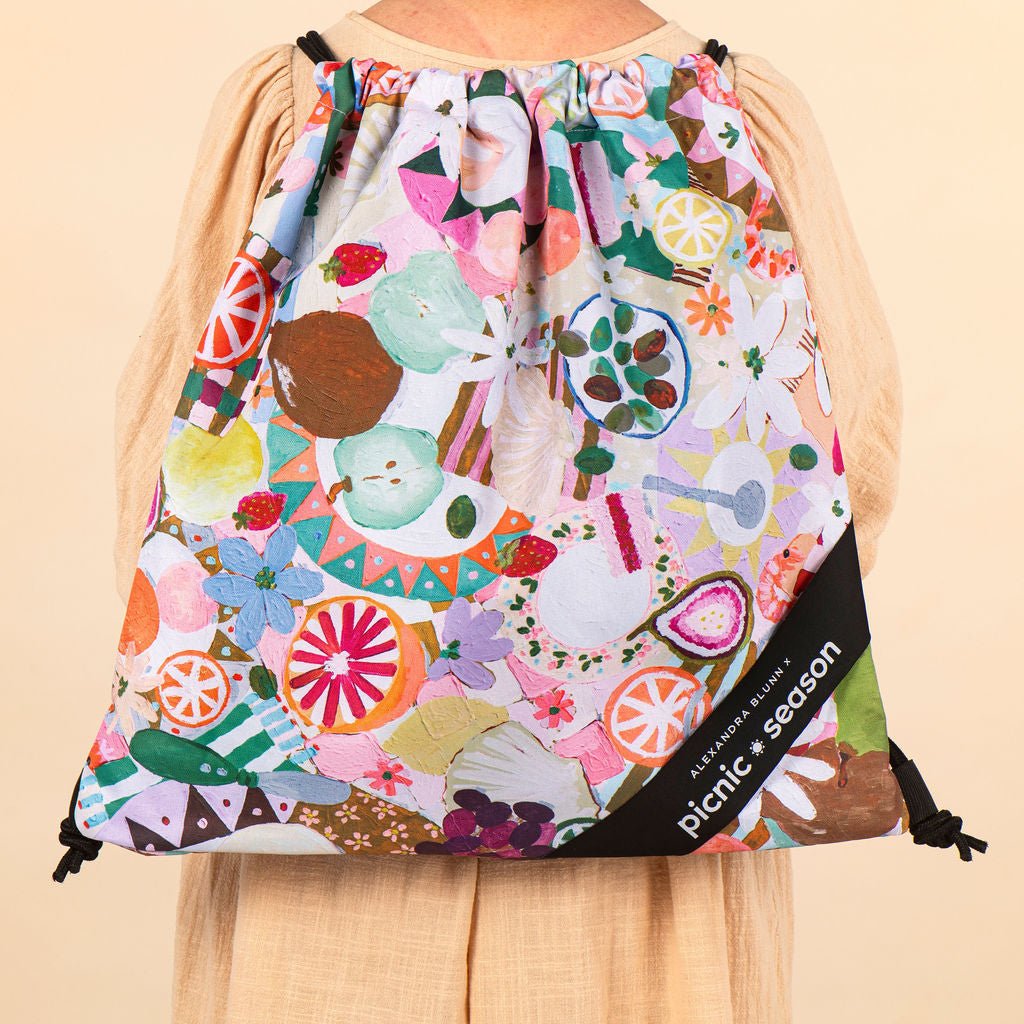 Summer Graze Really Big Picnic Rug and Backpack Set - Umbrella Hole Version
