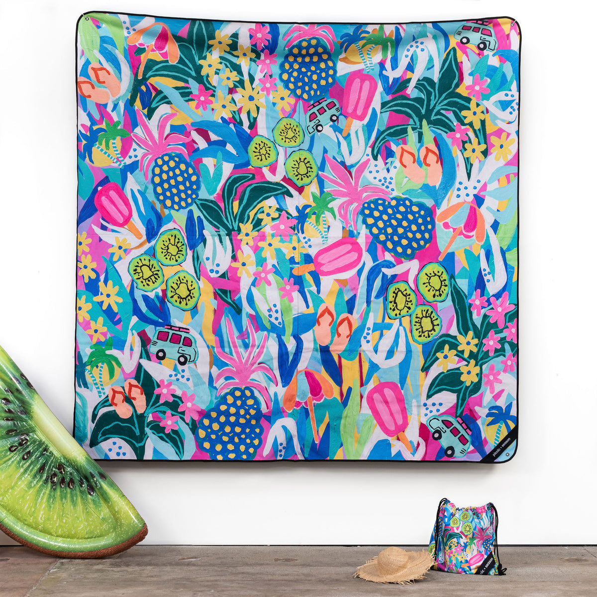 Road Trips + Pineapple Spritz Really Big Picnic Rug and Backpack Set