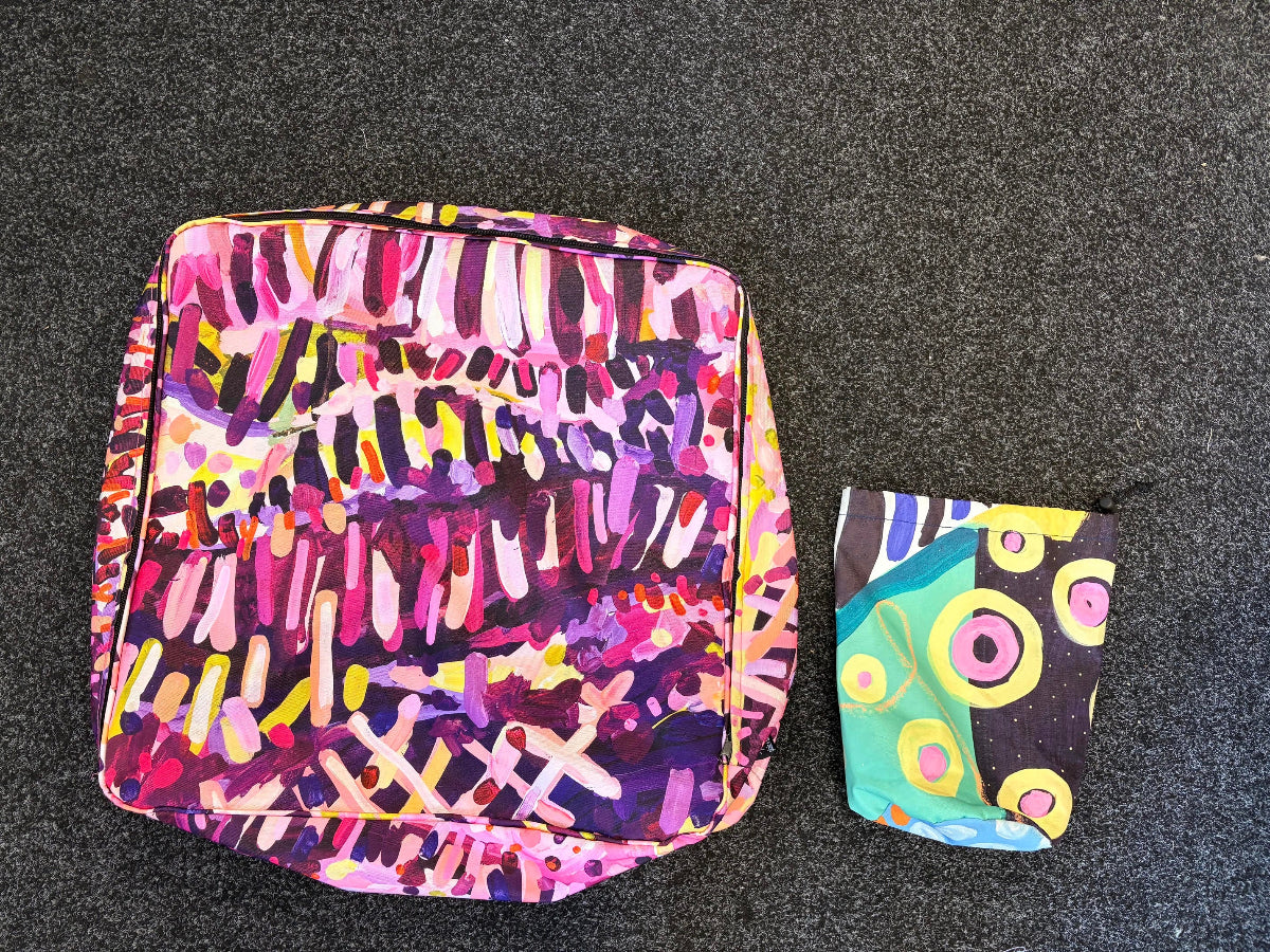 Sample Sale 21/#888 Picnic Pillow - Medley + Moon Safari Drawstring Pouch