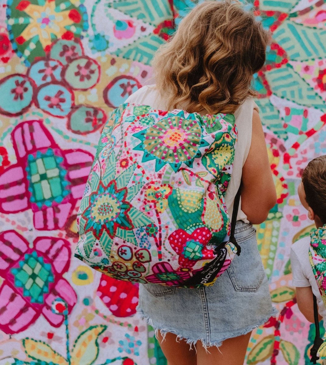 Rosy Posy Really Big Picnic Rug and Backpack Set - Picnic Season